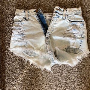 Vibrant American flag cut off shorts